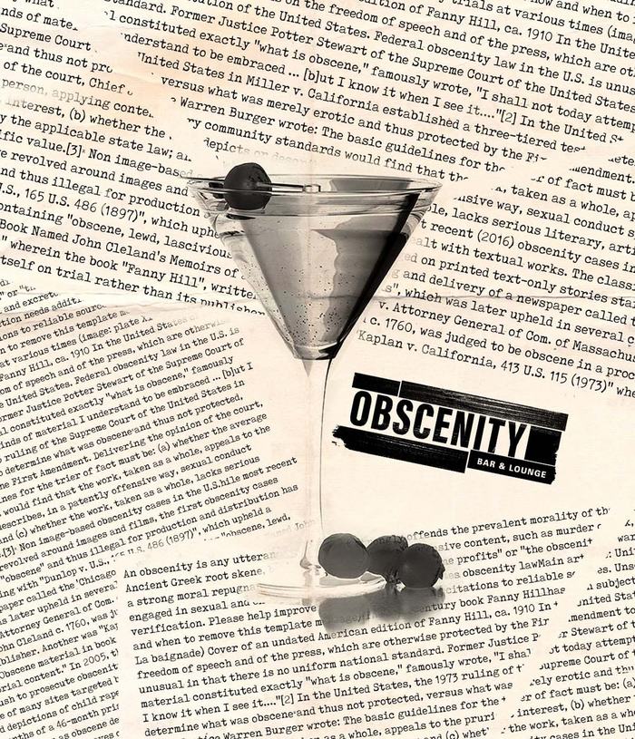 Obscenity Bar & Lounge brand treatments