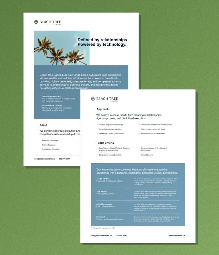 Beach Tree Capital one-pager