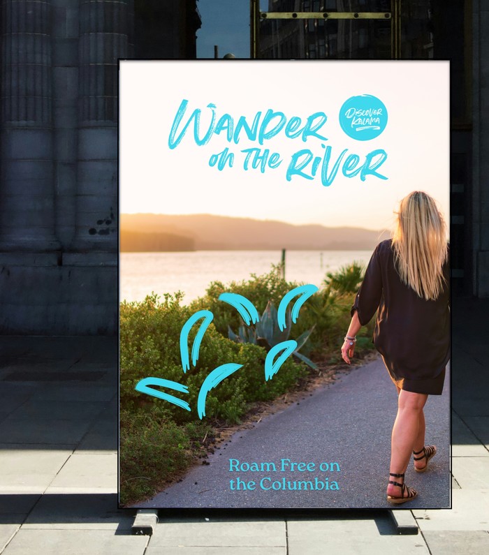 Photo of city billboard advertisement for Discover Kalama campaign