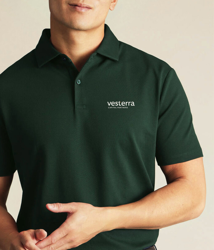 green stitched Vesterra polo