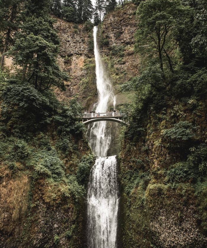 View of Multnomah Falls Waterfall in Oregon